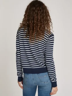 Tommy Jeans Pullover & Sweatshirts*TJW ESSENTIAL VNECK SWEATER EXT navy - white stripe