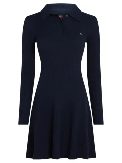 Tommy Jeans Kleider*TJW F&F POLO CABLE SWEATER DRESS dark night navy