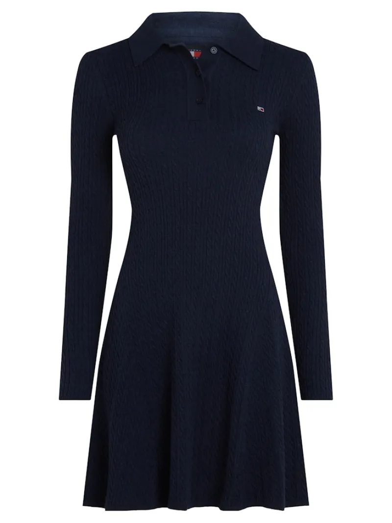 Tommy Jeans Kleider*TJW F&F POLO CABLE SWEATER DRESS dark night navy