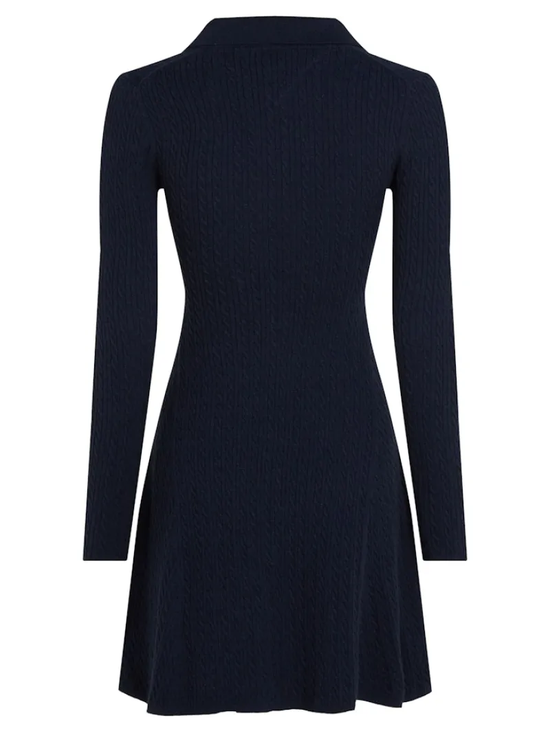 Tommy Jeans Kleider*TJW F&F POLO CABLE SWEATER DRESS dark night navy