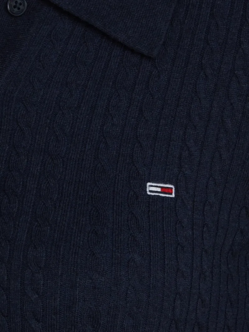 Tommy Jeans Kleider*TJW F&F POLO CABLE SWEATER DRESS dark night navy