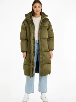 Tommy Jeans Jacken*TJW LONG SATIN PUFFER drab olive green