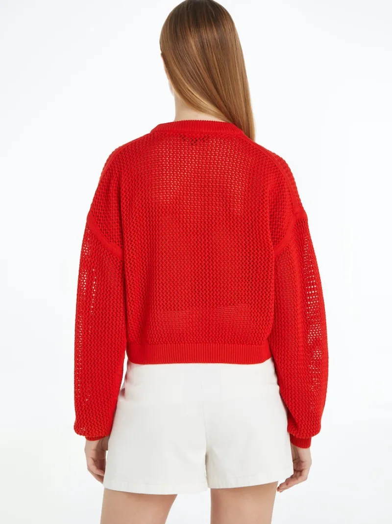 Tommy Jeans Pullover & Sweatshirts*TJW OPEN STITCH FLAG SWEATER deep crimson