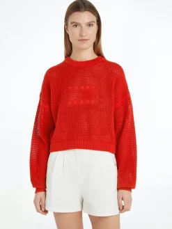 Tommy Jeans Pullover & Sweatshirts*TJW OPEN STITCH FLAG SWEATER deep crimson