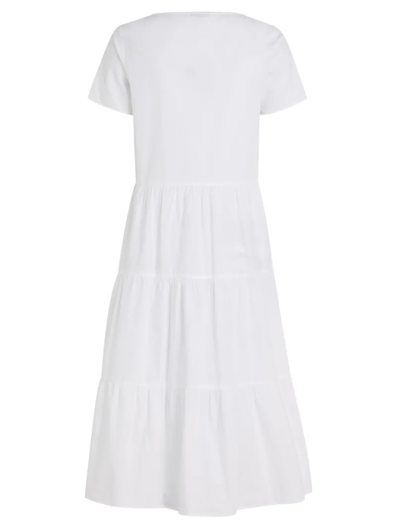 Tommy Jeans Kleider*TJW POPLIN TIERED SS MIDI DRESS white