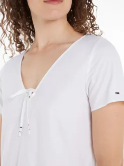 Tommy Jeans Kleider*TJW POPLIN TIERED SS MIDI DRESS white