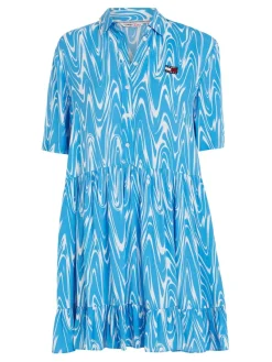 Tommy Jeans Kleider*TJW PSYCHEDELIC SHIRT DRESS blue psychedelic print