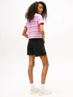 Tommy Jeans Shirts*TJW REG SH SCRIPT STRIPE TEE carnival pink - stripe