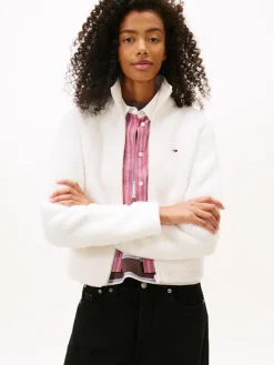 Tommy Jeans Pullover & Sweatshirts*TJW REG SH S-FLAG TEDDY ZIP THRU ancient white