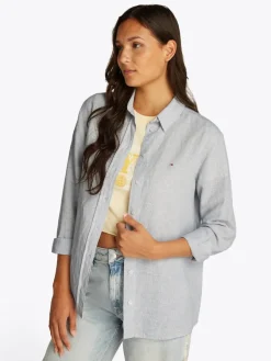 Tommy Jeans Blusen*TJW RLX LINEN SHIRT colorado blue - stripe