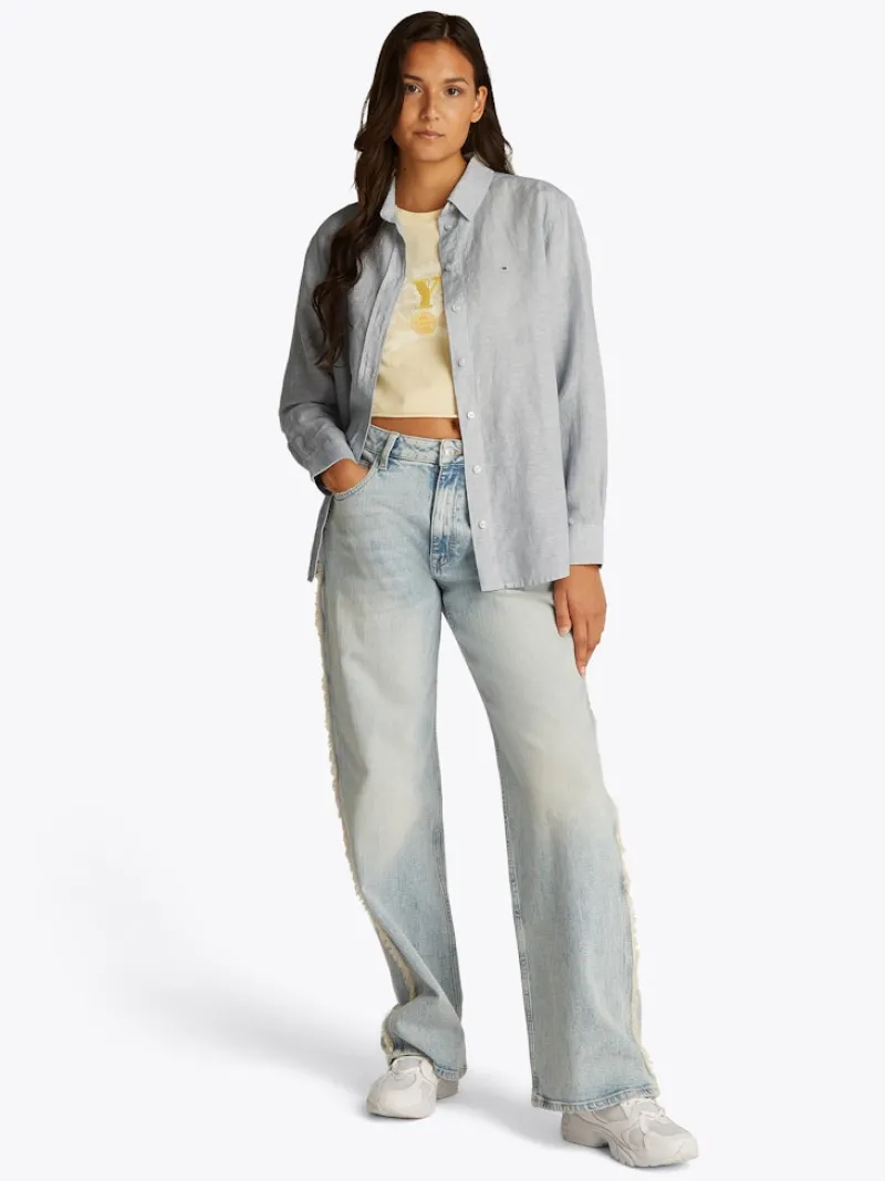 Tommy Jeans Blusen*TJW RLX LINEN SHIRT colorado blue - stripe