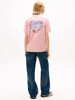 Tommy Jeans Shirts*TJW RLX WASH TJ HEART TEE EXT mystic pink