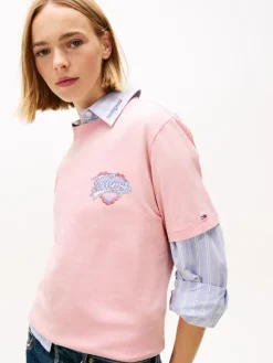 Tommy Jeans Shirts*TJW RLX WASH TJ HEART TEE EXT mystic pink
