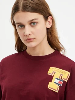 Tommy Jeans Shirts*TJW RLXD CROP COLLEGIATE T LS deep rouge