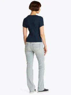 Tommy Jeans Shirts*TJW SLIM BUTTON RIB C-NECK SS dark night navy