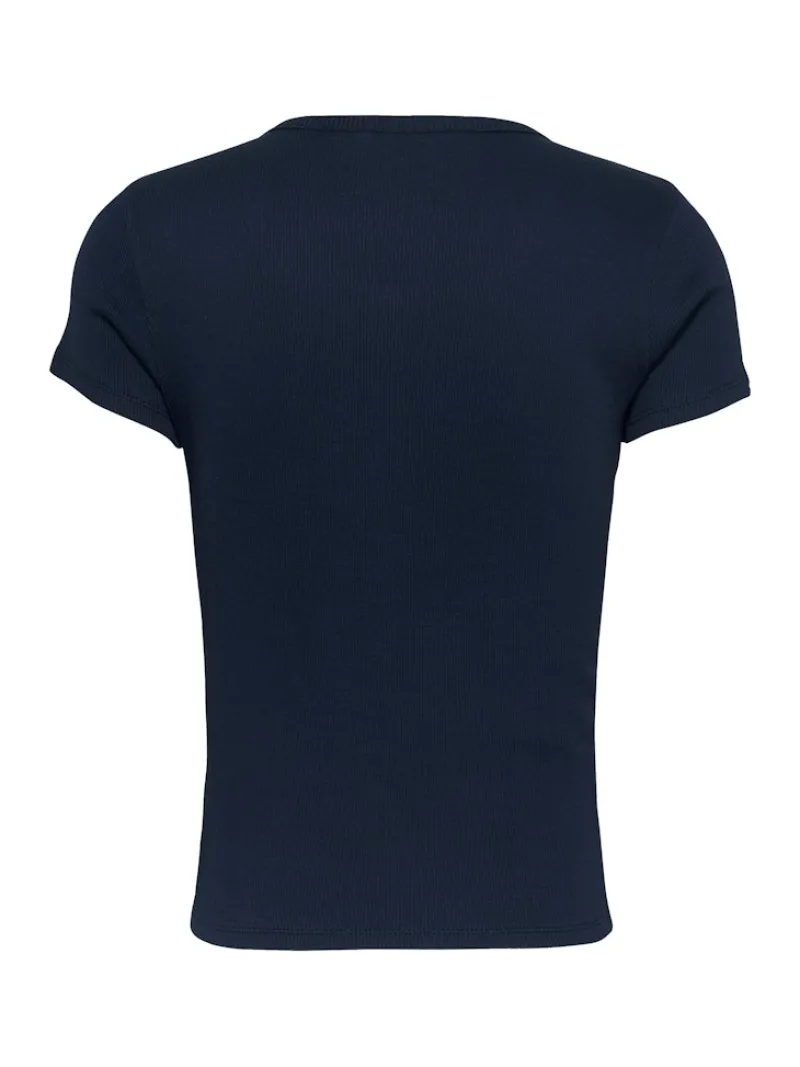 Tommy Jeans Shirts*TJW SLIM BUTTON RIB C-NECK SS dark night navy
