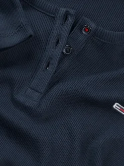 Tommy Jeans Shirts*TJW SLIM BUTTON RIB C-NECK SS dark night navy