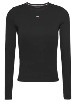 Tommy Jeans Shirts*TJW SLIM ESSENTIAL RIB LS Black