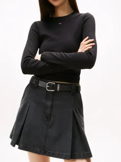 Tommy Jeans Shirts*TJW SLIM ESSENTIAL RIB LS Black