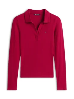 Tommy Jeans Shirts*TJW SLIM ESSENTIAL RIB LS POLO lavish cerise