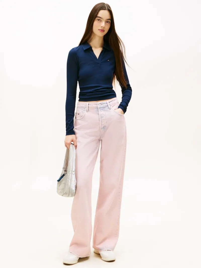 Tommy Jeans Shirts*TJW SLIM ESSENTIAL RIB LS POLO dark night navy