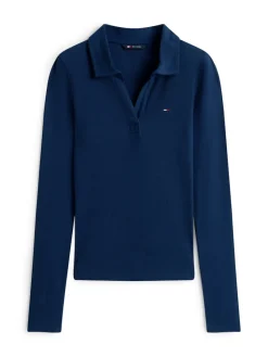 Tommy Jeans Shirts*TJW SLIM ESSENTIAL RIB LS POLO dark night navy