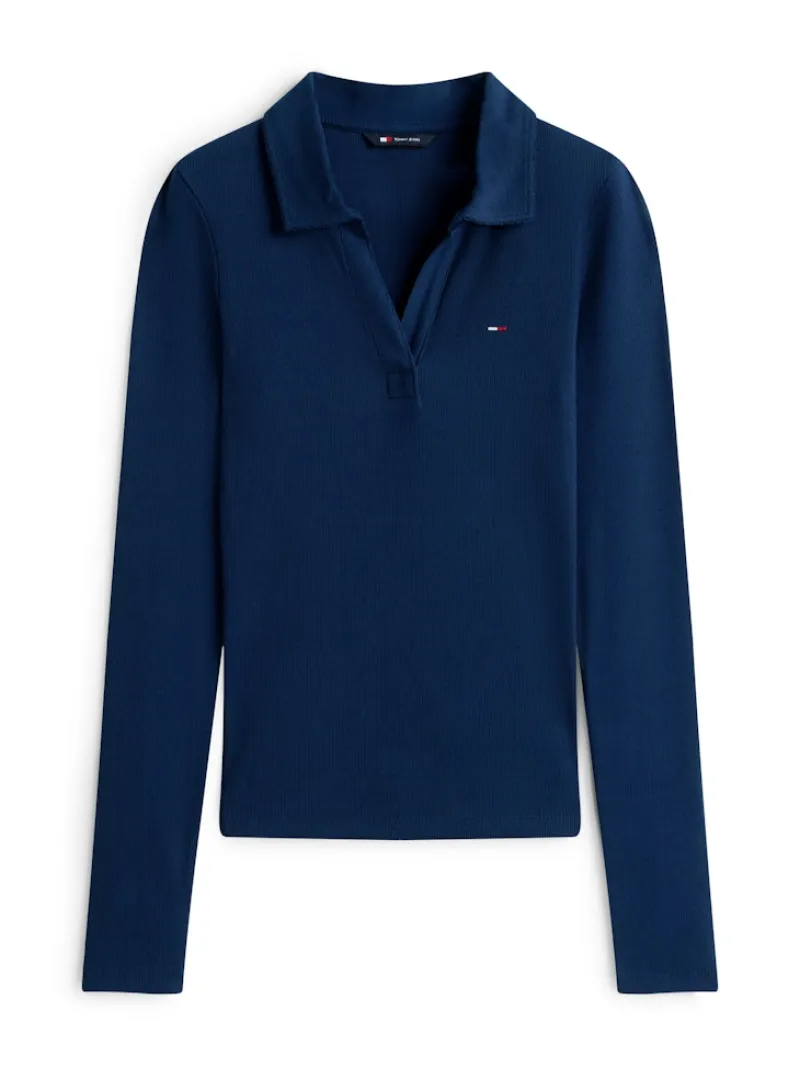 Tommy Jeans Shirts*TJW SLIM ESSENTIAL RIB LS POLO dark night navy