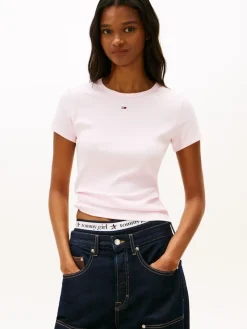Tommy Jeans Shirts*TJW SLIM ESSENTIAL RIB SS EXT light pink