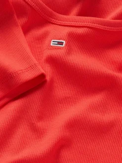 Tommy Jeans Shirts*TJW SLIM ESSENTIAL RIB SS EXT bright vermillion