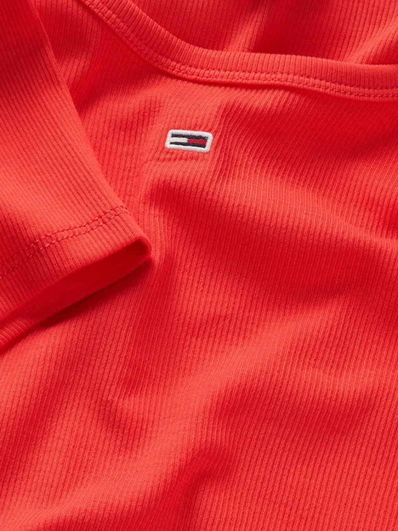 Tommy Jeans Shirts*TJW SLIM ESSENTIAL RIB SS EXT bright vermillion