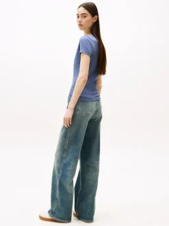 Tommy Jeans Shirts*TJW SLIM ESSENTIAL RIB V SS blue moment