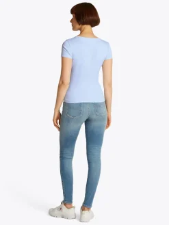 Tommy Jeans Shirts*TJW SLIM ESSENTIAL RIB V SS sweet blue