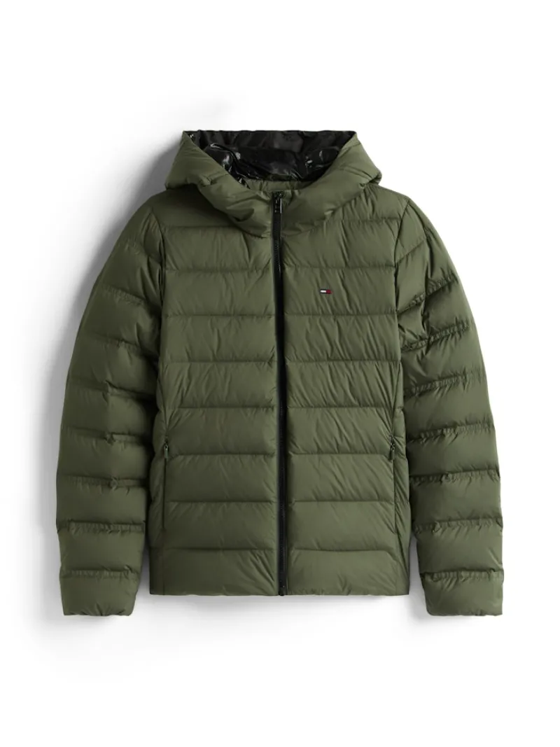 Tommy Jeans Jacken*TJW SLIM HOOD PRNT DOWN JCKT EXT pewter green