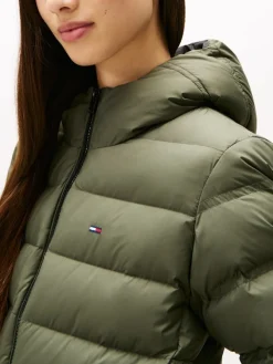 Tommy Jeans Jacken*TJW SLIM HOOD PRNT DOWN JCKT EXT pewter green