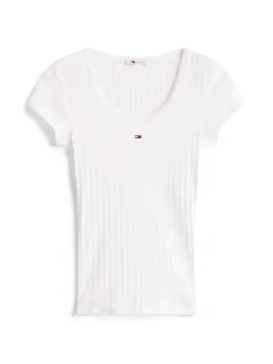 Tommy Jeans Shirts*TJW SLIM IRREGULAR RIB SS ecru