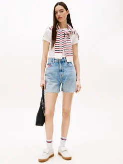 Tommy Jeans Shirts*TJW SLIM LOGO 2 POINTELLE TEE ecru