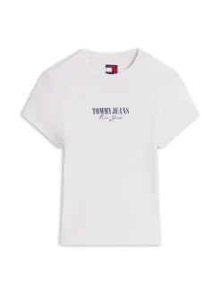 Tommy Jeans Shirts*TJW SLIM LOGO 2 POINTELLE TEE ecru
