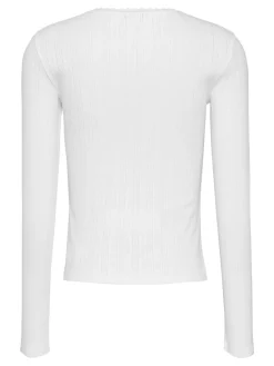 Tommy Jeans Shirts*TJW SLIM POINTELLE RIB TEE LS ecru