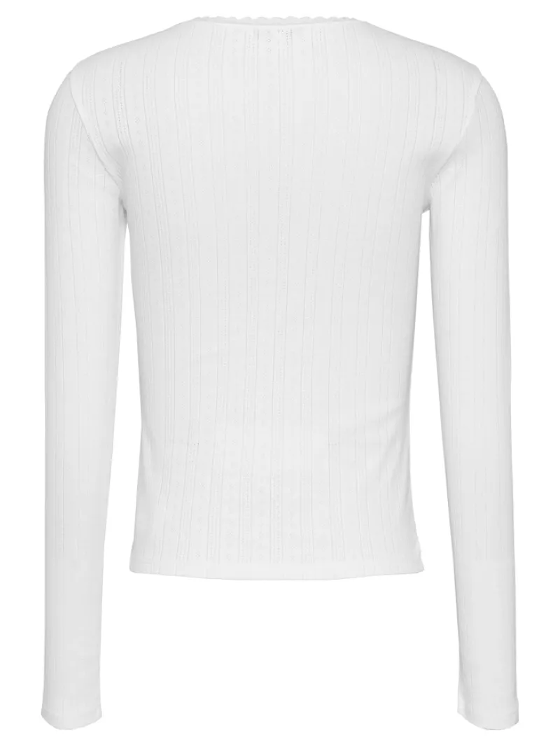 Tommy Jeans Shirts*TJW SLIM POINTELLE RIB TEE LS ecru
