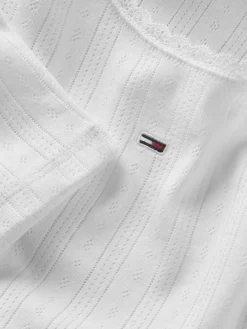 Tommy Jeans Shirts*TJW SLIM POINTELLE RIB TEE LS ecru