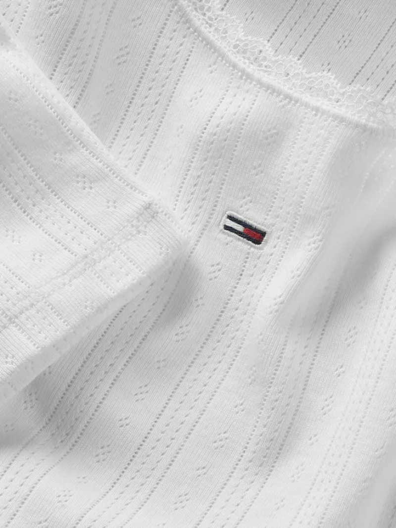 Tommy Jeans Shirts*TJW SLIM POINTELLE RIB TEE LS ecru