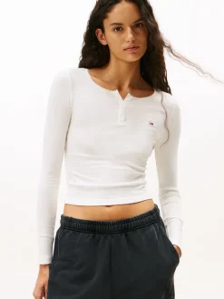 Tommy Jeans Shirts*TJW SLIM SH IRREGULAR RIB LS ecru