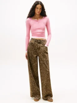 Tommy Jeans Shirts*TJW SLIM SH IRREGULAR RIB LS mystic pink