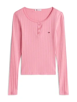 Tommy Jeans Shirts*TJW SLIM SH IRREGULAR RIB LS mystic pink