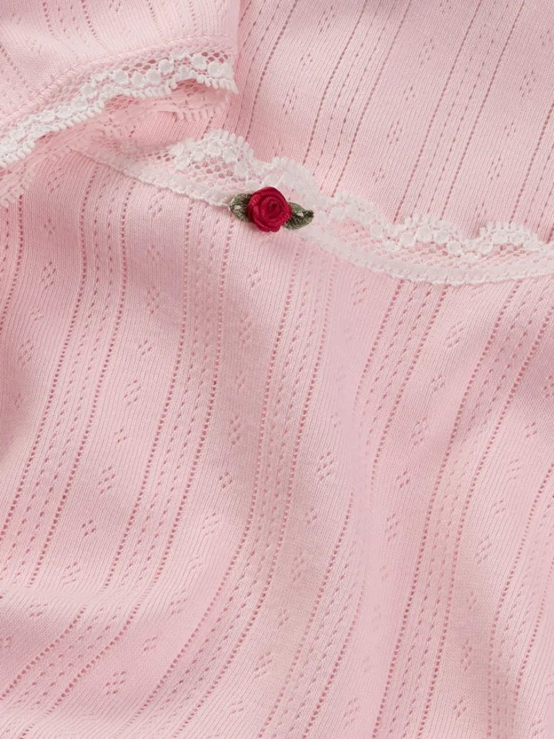 Tommy Jeans Shirts*TJW SLIM SH POINTELLE SS TEE EXT precious pink