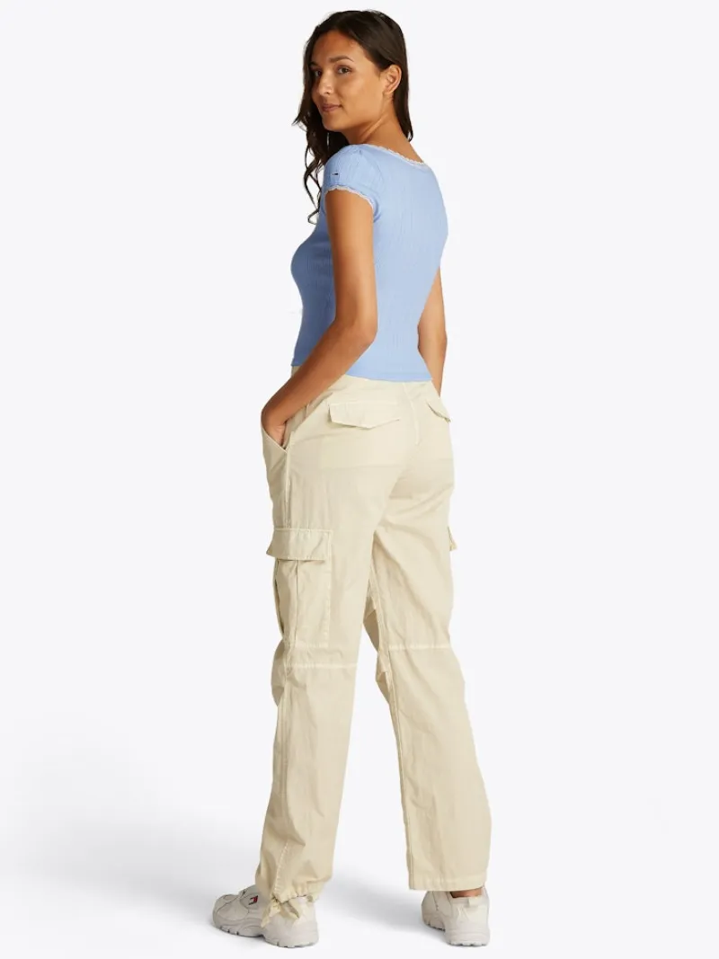 Tommy Jeans Shirts*TJW SLIM SH POINTELLE SS TEE EXT sweet blue