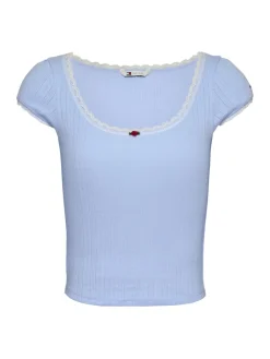 Tommy Jeans Shirts*TJW SLIM SH POINTELLE SS TEE EXT sweet blue