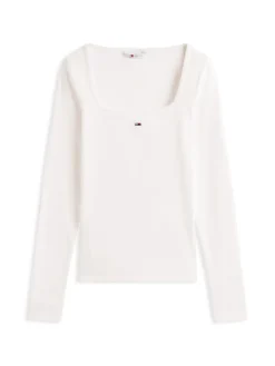 Tommy Jeans Shirts*TJW SLIM SOFT RIB LS TEE ecru