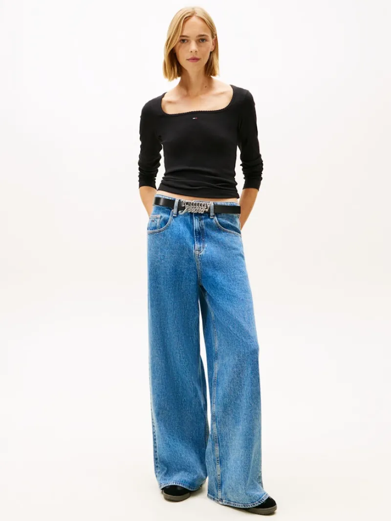 Tommy Jeans Shirts*TJW SLIM SOFT RIB LS TEE Black