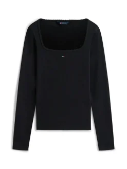 Tommy Jeans Shirts*TJW SLIM SOFT RIB LS TEE Black